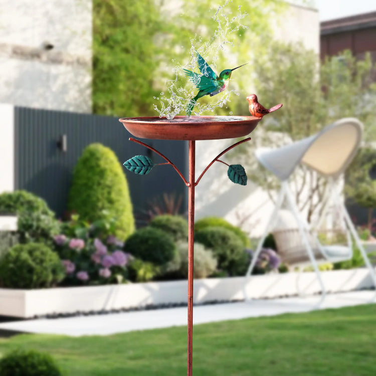 Bird Bath For Outdoor Decorative Birdbath For Garden Courtyard Decoration Bird Feeding And Water Bathing Basin With Base Stake