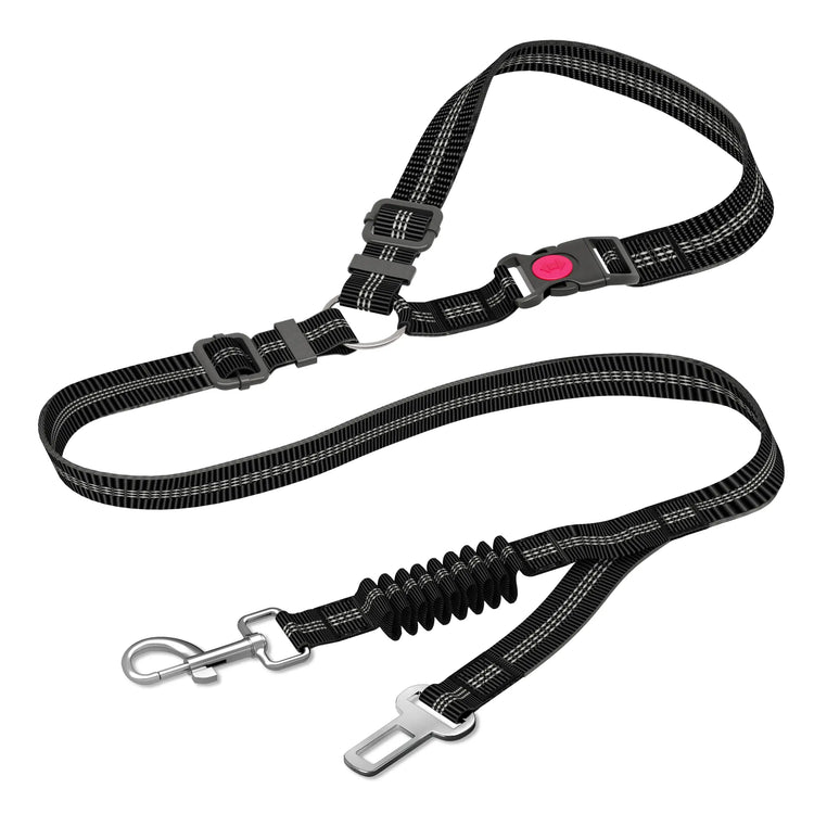 Adjustable Dog Car Seat Belt | Striped Nylon Large Dog Traction Rope for Car Rides