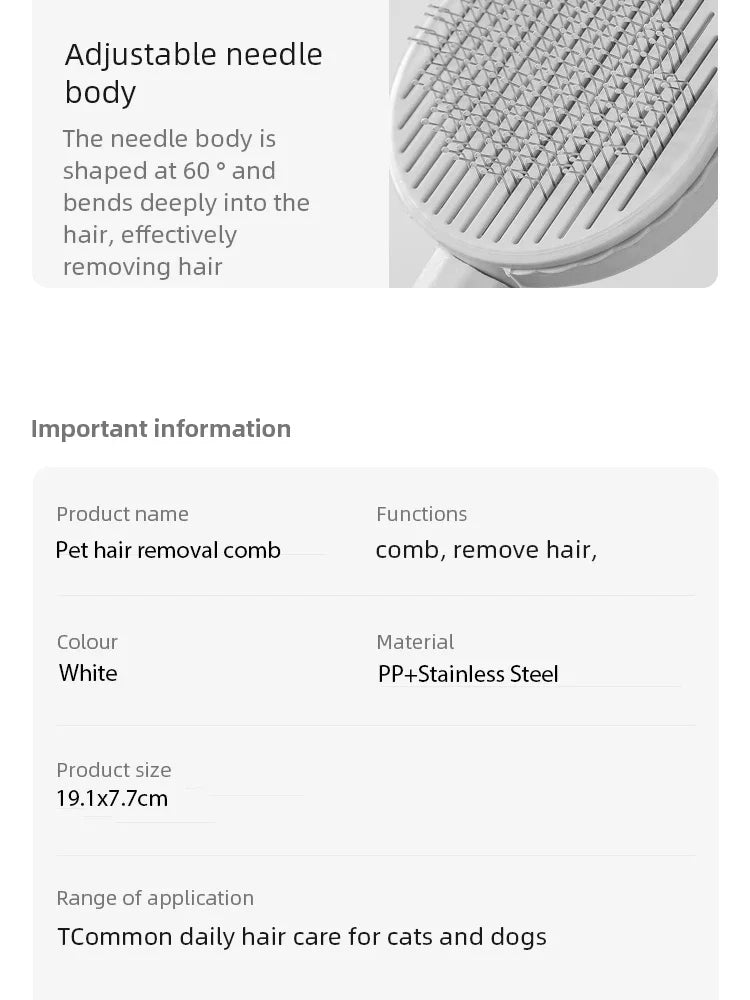 1Pc Cat Comb | Hair Removal | Pet Magic Comb | One Click Floating Hair Remover | Cat Dog Universal Cleaning | Grooming Beauty Supplies