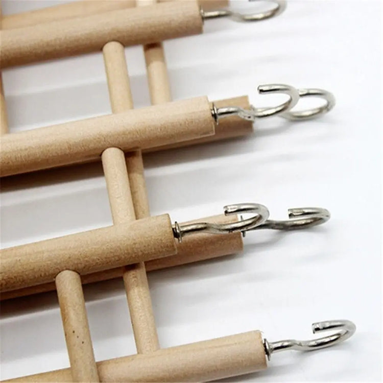 Wooden Bird Climbing Ladder Toy | DIY Parrot Cage Accessory with Hooks | Natural Wood Play Ladder for Birds & Hamsters