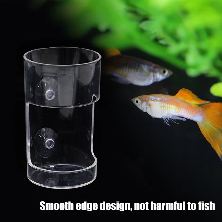 Aquarium Feeding Ring Floating Food Tray with Suction Cup – Transparent Acrylic Fish Feeder