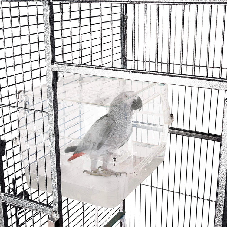 Bird Bath Shower Bathtub Box Large Hanging Clear Transparent Cube for Parrots Cage Accessories Bowl