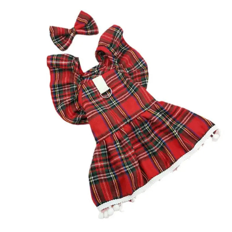 Christmas Pet Dress for Cats & Small Dogs | Red Bow Skirt | Holiday Costume