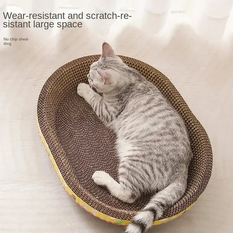 Cat Scratching Board | Furniture Protector & Wear-Resistant Claw Toy | Oval Corrugated Paper | Cat Nest Accessories