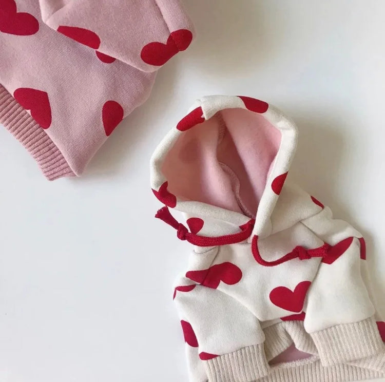 Warm Love Print Fleece Hoodie for Dogs & Cats | Pet Sweater for Small Pets | Autumn/Winter Wear