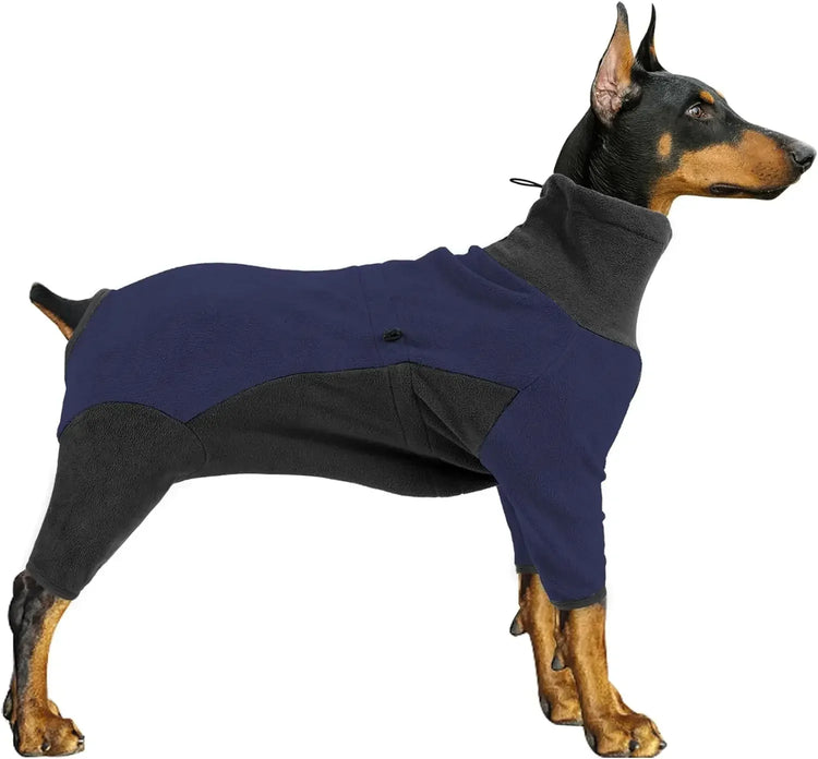 Warm Fleece Dog Onesie – Winter Coat for Medium & Large Dogs, Easy Wear Design