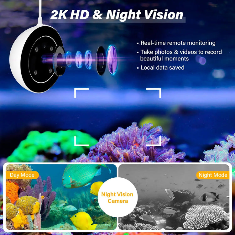 Automatic Aquarium Fish Feeder with 2K HD Camera and WiFi Control
