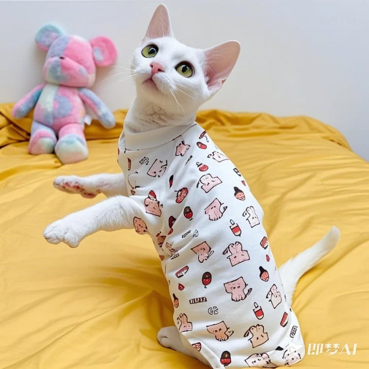 Hairless Cat One-Piece Suit | Warm Clothing for Sphynx/Devon Rex/Ragdoll | Anti-Hair Loss Pet Apparel