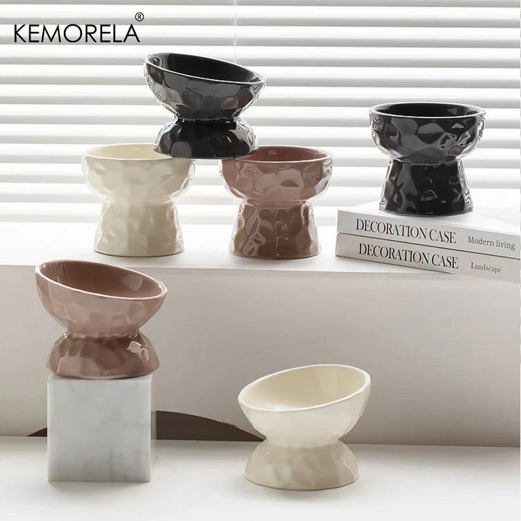 Cat Ceramic Bowl | Gradient Pet Food & Water Feeders | Small Dogs Drinking & Eating Supplies | Raised Tilted Cats & Puppy Feeding Supplies