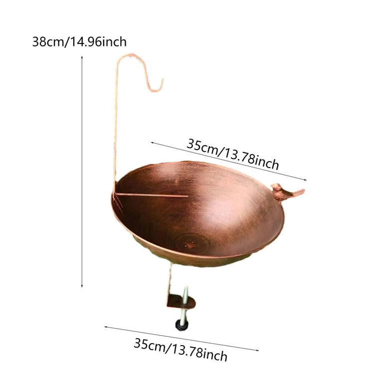 Outdoor Rail Bird Feeder SPA | Iron Bird Bath Bowl for Balcony, Deck, or Garden Railing | Sturdy Dual-Purpose Bird Feeder & Water Bowl