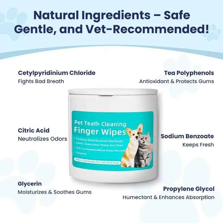 Cat Ear Wipes | Pet Ear & Eye Cleaning Finger Wipes | Remove Wax & Odor | 50 Wipes for Dogs/Cats