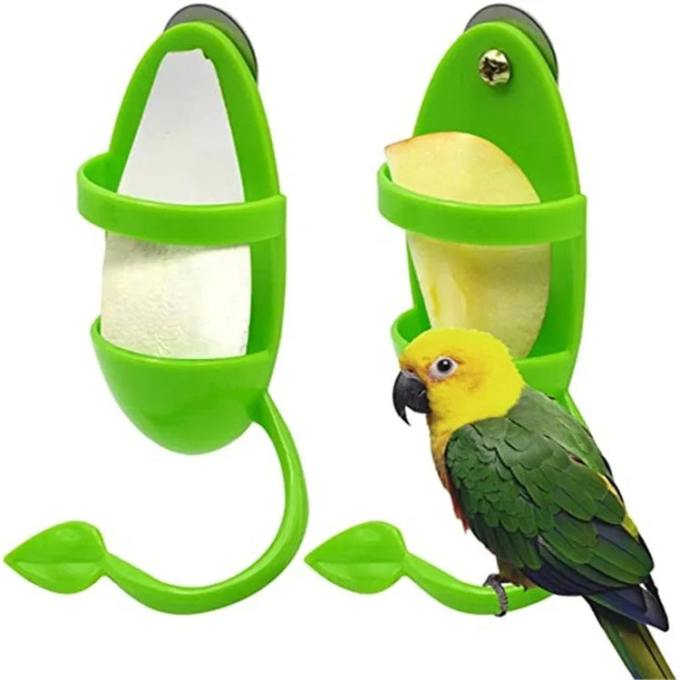 Parrot Food Feeder | Hanging Cage Feeding Toy with Perch | Fun Plastic Bird Feeder Frame | Pet Accessories for Parakeets, Conures, Lovebirds & More