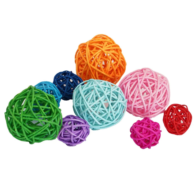 Pet Bird Toys Chewing Toys | Bird Rattan Ball Toy - Parrot Budgie Parakeet Cockatiel | Chewing/Playing Toys | Parrot Cage Toys - 5pcs