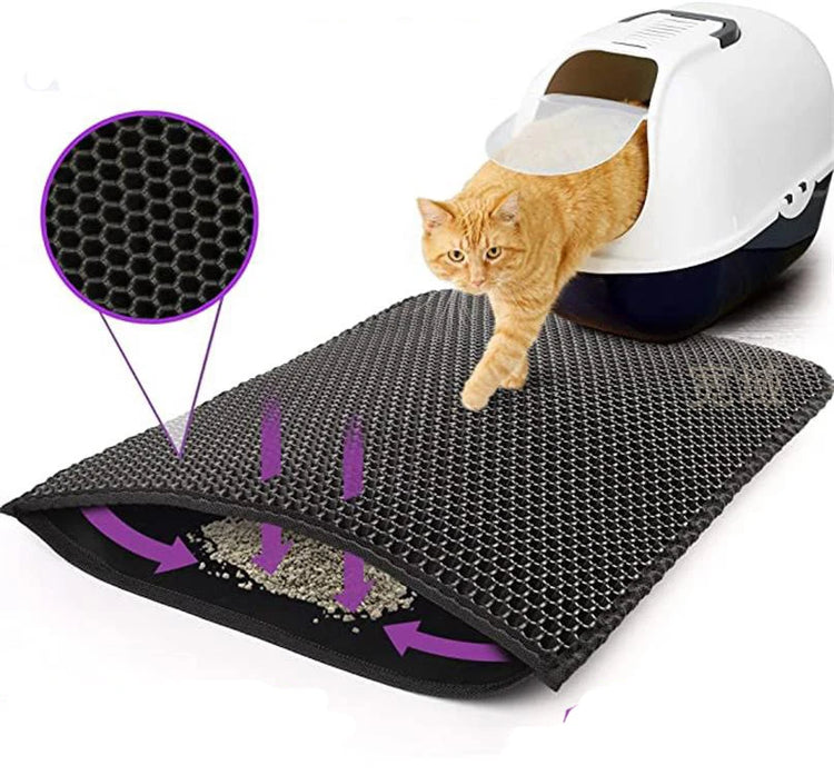 Waterproof Cat Litter Mat | Pet Toilet Double Layer Foldable Cat Litter Basin Mat | Nonslip Washable Clean Supplies | Cat Sand Pad