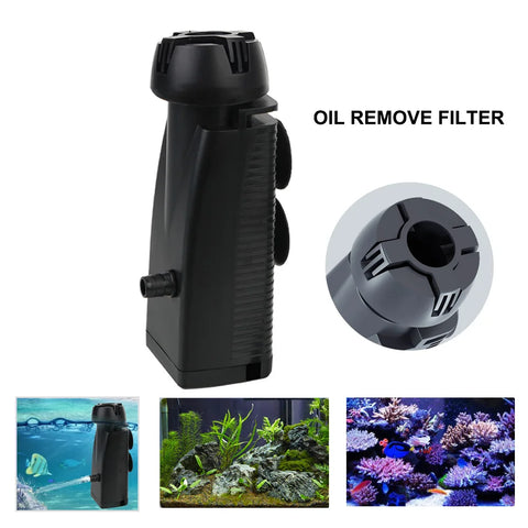 Aquarium Surface Oil Skimmer Pump - Protein Film Remover for Fish Tank