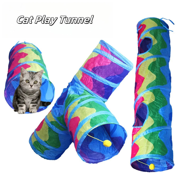 Foldable Cat Tunnel Tube Interactive Training Toy for Kittens and Puppies