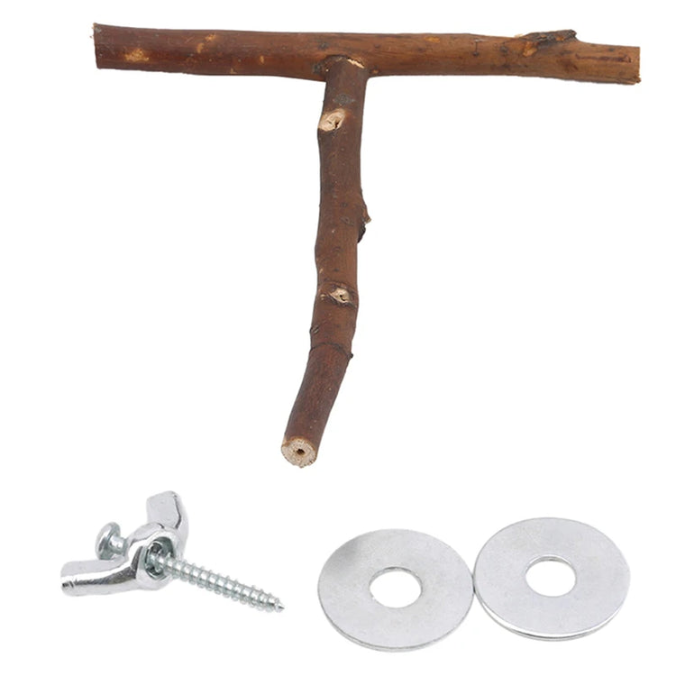 Pet Parakeet Budgie Hanging Play Toys | Bird Cage Wood Branch Stand Perches | Parrot Wooden Holder Perches