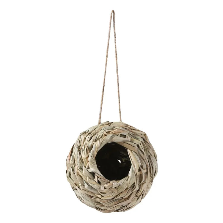 2024 Handwoven Reed Grass Bird Nest – Hanging Hummingbird Egg Cage for Outdoor Decor, Small Parrots & Garden Wildlife (Multiple Sizes)
