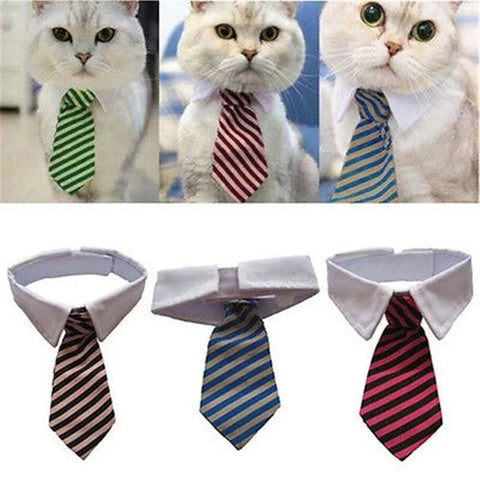 2023 Dog Cat Grooming | Striped Bow Tie - Adjustable Animal Collar | Christmas Pet Necktie | Formal White Collar for Dogs & Cats | Party & Wedding Wear
