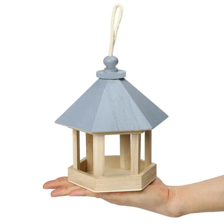 Simple Hanging Wooden Bird House Feeder – Outdoor Bird Shelter for Garden, Balcony, or Deck