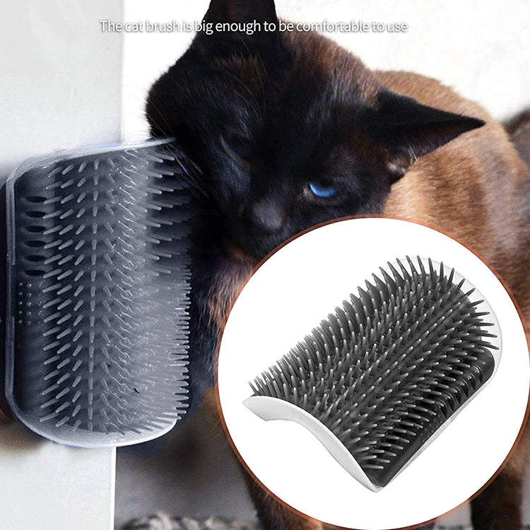 Cat Massage Brush – Self-Grooming Tool with Catnip | Wall/Door/Table Mountable Cat Massage Brush for Cats | Cat Toys