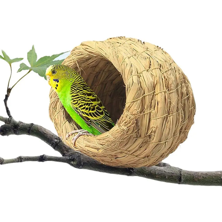 Natural Handmade Straw Bird Nest – Parrot & Pigeon House | Cozy Cage Bedroom for Small Birds & Pets