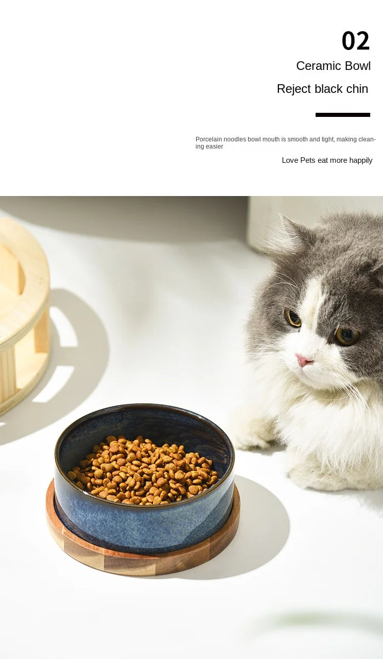 Cat Bowl | Cat Food Bowl | Ceramic Pet Food & Water Feeder | For Small & Medium-Sized Dogs | Spine Protection | Rollover Prevention