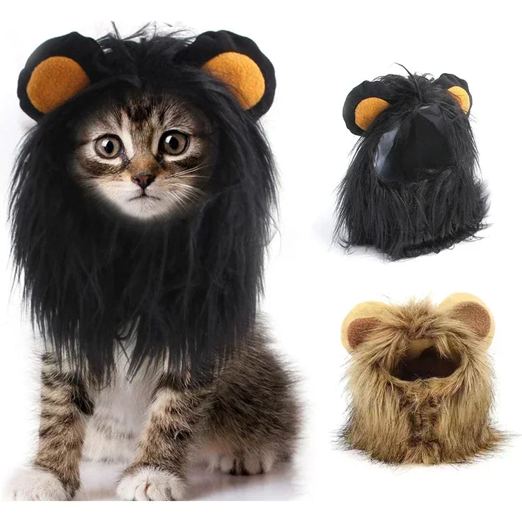 Cute Lion Mane Wig Hat for Cats/Small Dogs | Funny Pet Costume For Halloween, Christmas & Parties