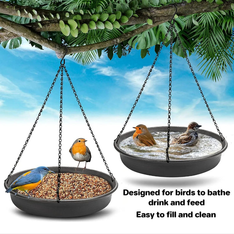Bird Feeding Tray | Hanging Bird Bath Feeder Water Bowl for Outdoor Parrot Decor