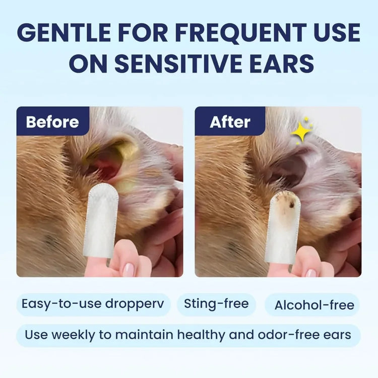 Cat Ear Wipes | Pet Ear & Eye Cleaning Finger Wipes | Remove Wax & Odor | 50 Wipes for Dogs/Cats