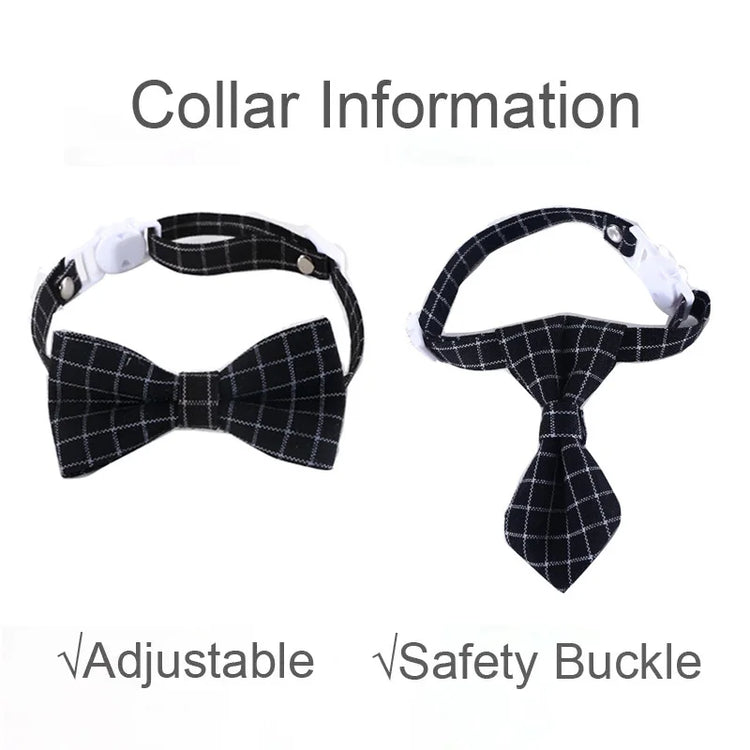 Pet Bow Tie | Adjustable Cat Neck Tie - Puppy Costume | Breakaway Small Dogs Bowtie Collar | Cats Grooming Ties | Party Accessories