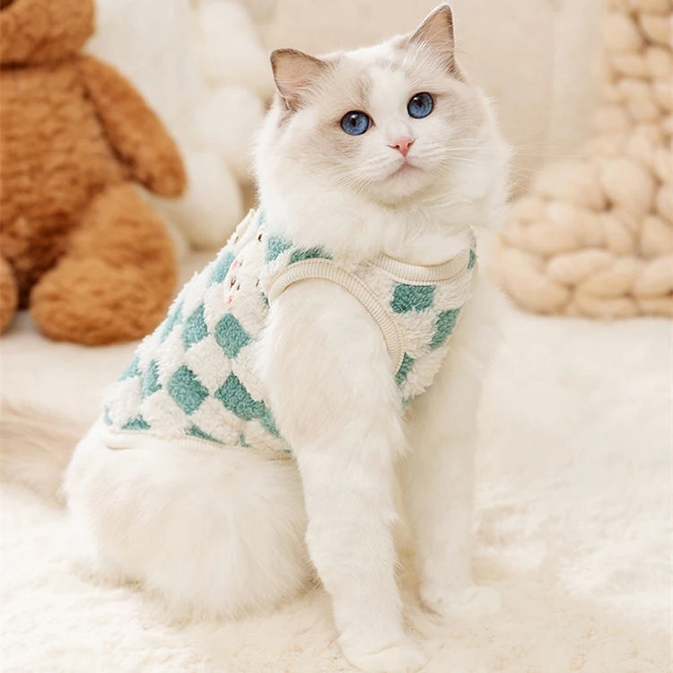 Winter Warm Hairless Cat Clothes | Buckle Cardigan Sweater For Sphynx, Ragdoll, Siamese & Persian Cats
