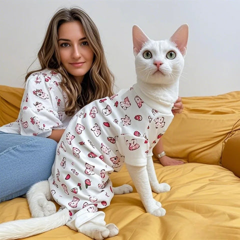 Hairless Cat One-Piece Suit | Warm Clothing for Sphynx/Devon Rex/Ragdoll | Anti-Hair Loss Pet Apparel