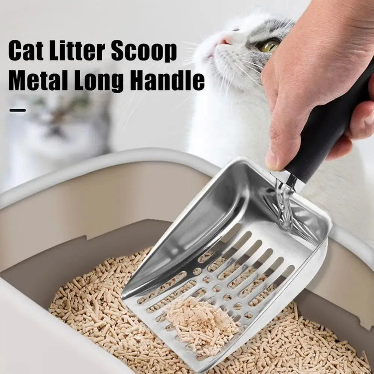 Cat Sand Cleaning — for Dog & Cat | Clean Feces Supplies | Cat Litter Shovel | Pet Cleaning Tool | Pet Products | Metal Long Handle Scoop