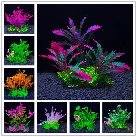 14 Kinds Artificial Aquarium Plants – Fish Tank Grass Decoration, 14.5cm