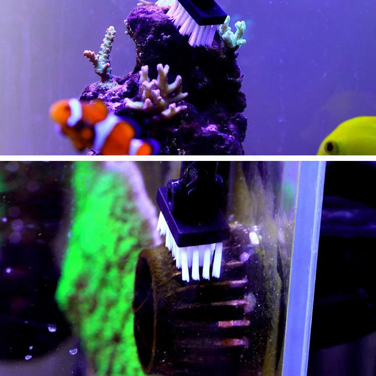 Adjustable Rotatable Aquarium Cleaning Brush – Freshwater & Saltwater Fish Tank Scrubber with Aluminum-Magnesium Handle