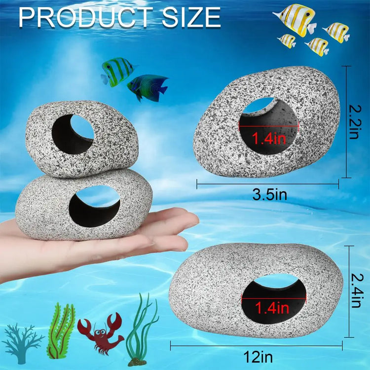 Ceramic Aquarium Cave – Natural Breeding & Hiding Decor for Fish, Shrimp, and Cichlids