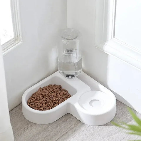 Heart-Shaped Automatic Water Refill Double Bowl, Food & Water Feeder for Cats and Small Dogs