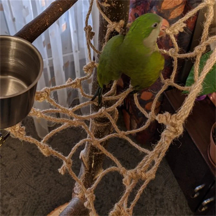 40*40cm Parrot Climbing Net | Bird Toy Swing Rope Net | Bird Stand Hammock with Hook | Hanging Chewing Biting Toy for Parrots