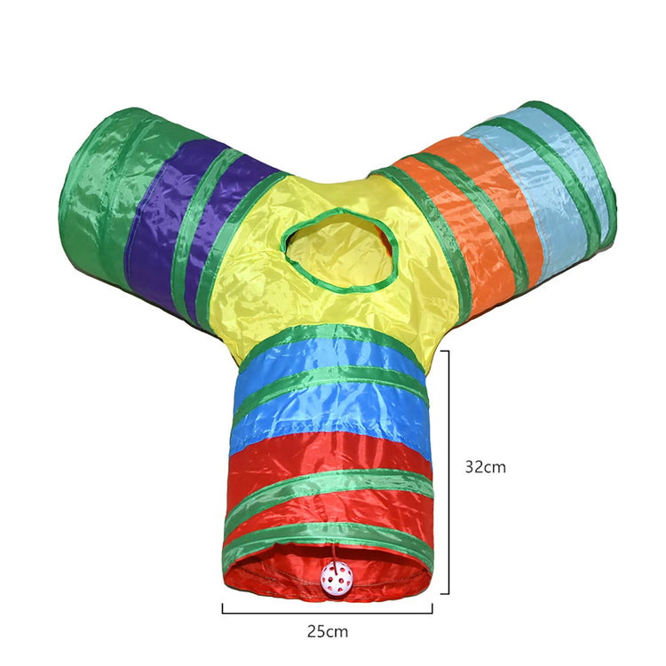 Foldable Cat Tunnel Toy for Indoor & Outdoor Use | Crinkle Sound/Hanging Ball/Multi-Entry Design – Play Tube for Cats/Kittens/Rabbits/Puppies