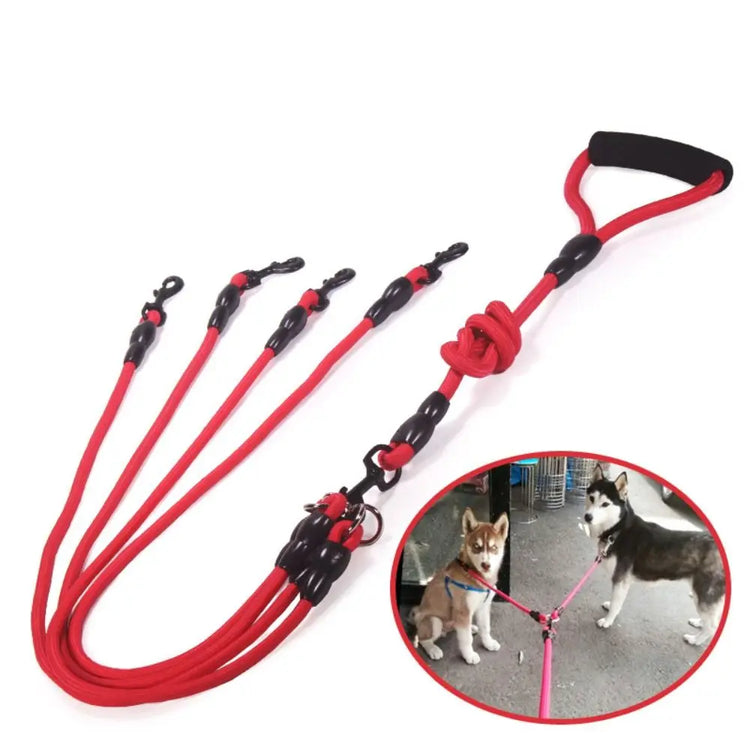 Double Dog Leash Nylon Two-Headed Coupler – Walk 2, 3, or 4 Dogs with Ease