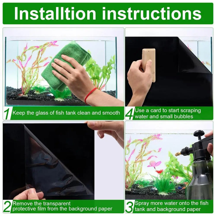 Fish Tank Background Static Cling Black Fish Tank Backdrop Aquarium Poster Aquarium Backdrop Aquarium Wallpaper Decorations