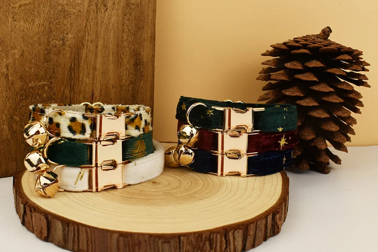 Cat Collar Bowknot | Adjustable Safety Personalized Pet Collar - Customized Name | Soft Corduroy with Bell