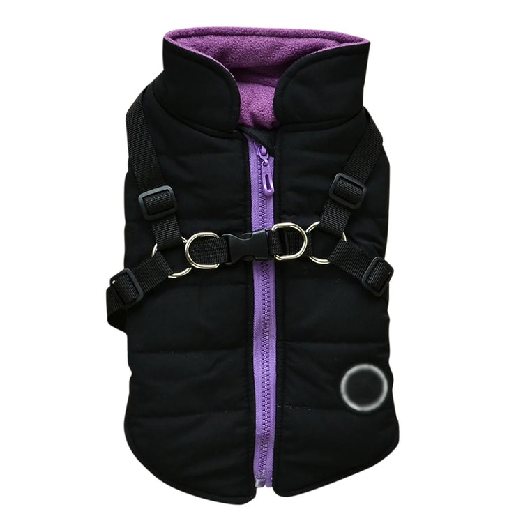 Dog Coat with Harness | Winter Fleece Zipper Jacket | Small Dog Clothes | Winter Cat Apparel |Indoor & Outdoor Pet Gifts