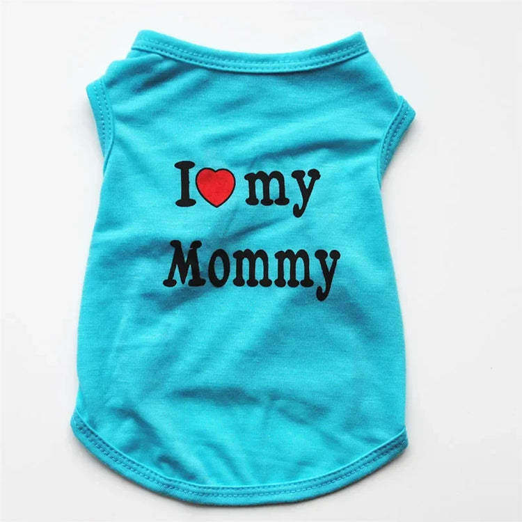 "Love Mommy & Daddy" Cotton Vest | Soft Casual T-Shirt for Cats & Puppies | All-Season Pet Wear