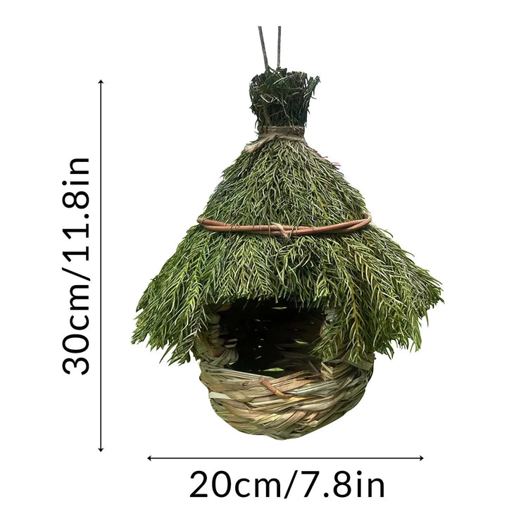 Natural Grass Egg Bird Nest – Handwoven Hanging Bird Cage House for Parrots & Small Birds | Outdoor Decorative Shelter