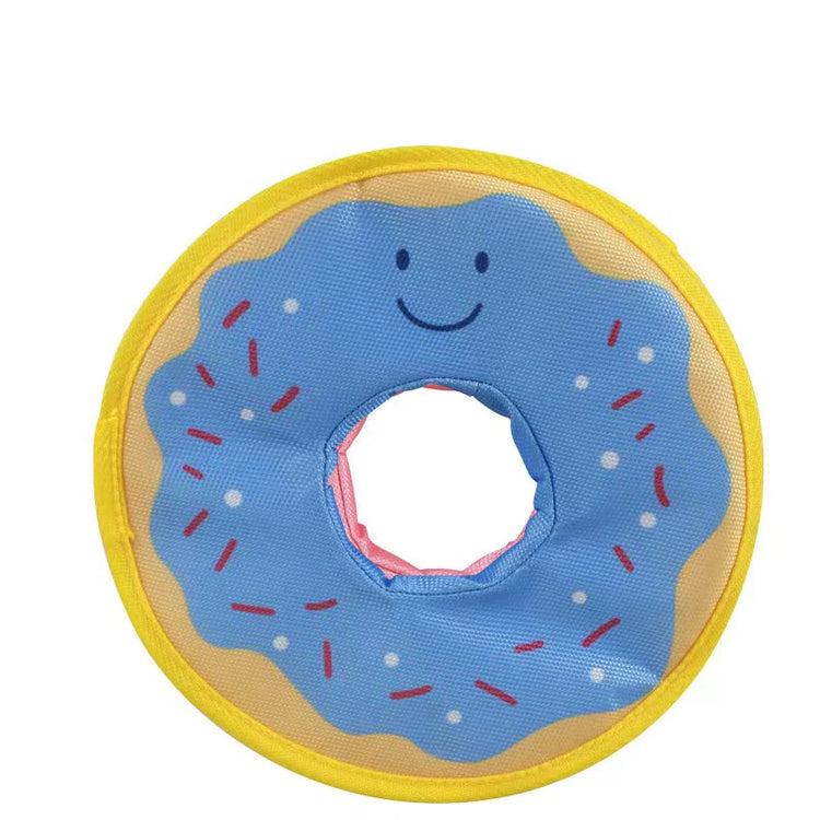 Durable Donut-Shaped Dog Toy – Interactive Squeaky Flying Disc