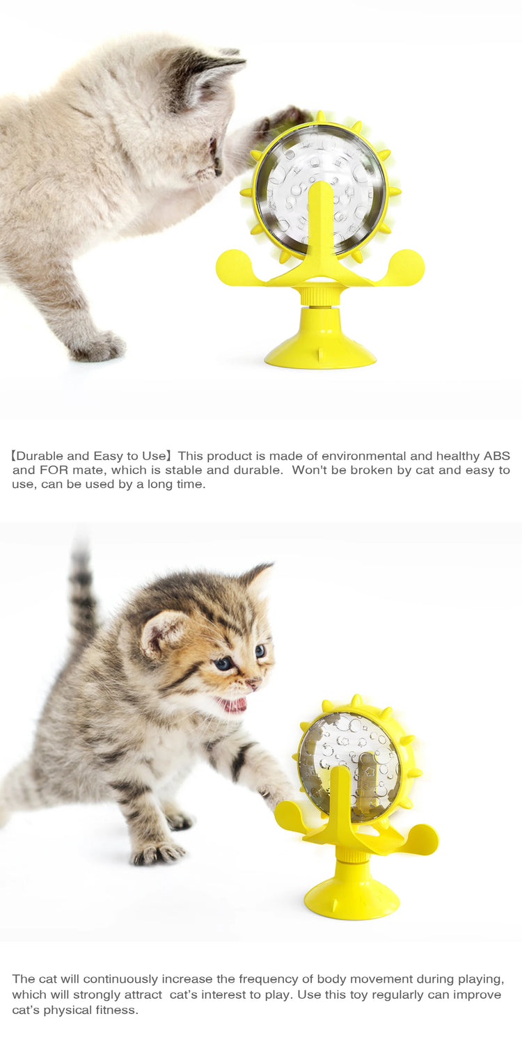 Cat Toy Treat Dispenser | Bell & Rotating Wheel | Interactive Slow Feeder | Kitten Puppy IQ Toy | Small Dog Pet Accessories