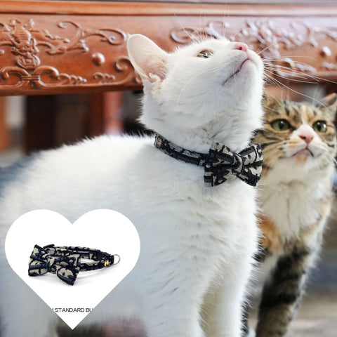 Simple and Stylish Pet Collar and Leash Set- Cats/Dogs | Cute Durable Safety Buckle with Bow Tie | Stain-Resistant