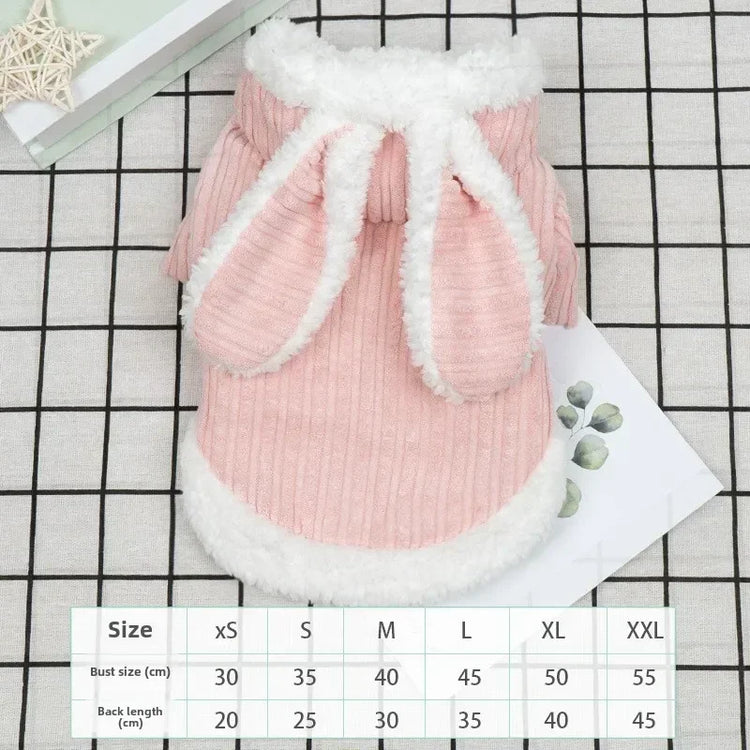 Lovable Winter Clothes for Cats/Small Dogs | Two-Legged Corduroy Cartoon Outfit | Warm Cotton Coat for Hairless Cats/Puppies